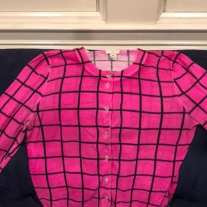 Bright pink and black grid design cardigan!